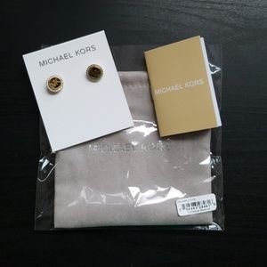 Michael Kors: Goldtone & Tortoise MK Stud Earrings